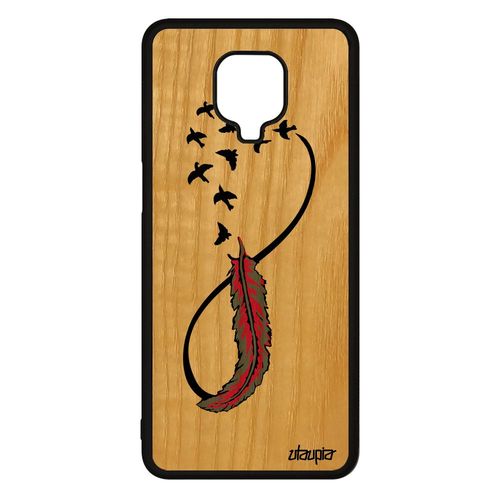 Coque En Bois Xiaomi Redmi Note 9 Pro Silicone Infini Case Fidelité Telephone Cadeau Saint Valentin Amour Plume Femme 4g Pastel Rose