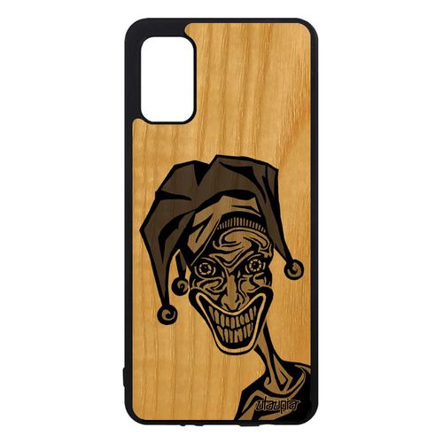 Coque Bois Veritable Samsung Galaxy A41 Silicone Joker Dessin Motif Tpu Gris Horreur Bande Dessinée Etui Comics Visage Humour Design