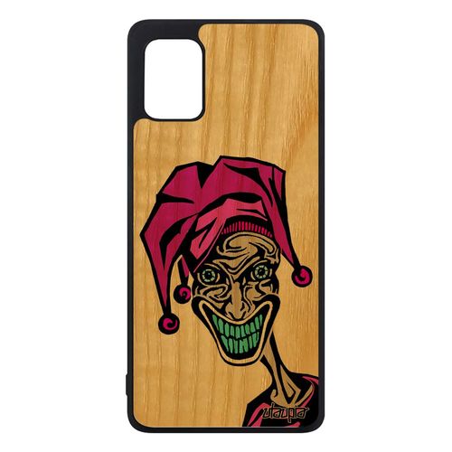 Coque En Bois Antichoc Pour Samsung Galaxy A31 Silicone Joker De Protection Humour Comics Motif Bd Dessin Drole Clown Rose Horreur
