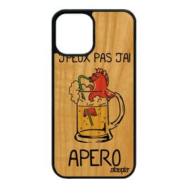 Coque Bois Silicone J'peux Pas J'ai Apero Antichoc Pour Iphone 12 Mini Personnalisé Humoristique Rouge Poisson Made In France