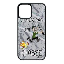 Coque Iphone 12 Mini Silicone J'peux Pas J'ai Chasse Etui Humoristique Drole Bande Dessinée De Protection Chasseur Metal Gris
