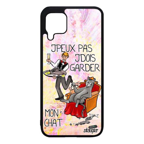 Coque Silicone Pour Huawei P40 Lite Humour J'peux Pas J'dois Garder Mon Chat 4g Portable Drole Comique Souple Violet Animaux Cartoon