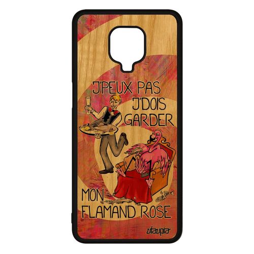Coque Je Peux Pas J'dois Garder Mon Flamand Rose Xiaomi Redmi Note 9 Pro Bois Silicone Case Original Bande Dessinée Cartoon Paradis