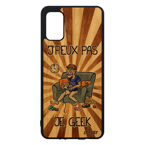 Coque Pour Samsung Galaxy A41 Bois Silicone J'peux Pas Je Geek Texte Dessin Play Marron Antichoc Drole Jeux Video Je Comique 4g Case