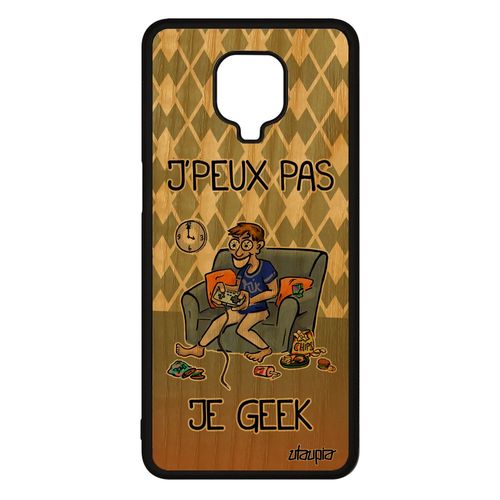 Coque Pour Xiaomi Redmi Note 9 Pro Bois Silicone J'peux Pas Je Geek Vert Telephone Console Gamer Humour Jeux Video Housse 4g Bd Je