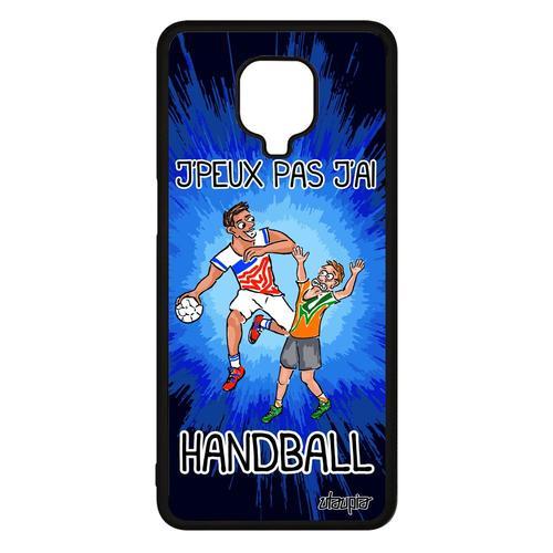 Coque Silicone Pour Xiaomi Redmi Note 9s J'peux Pas J'ai Handball Humour Bleu Drole Humoristique Noir Bd Hand Comique De Protection