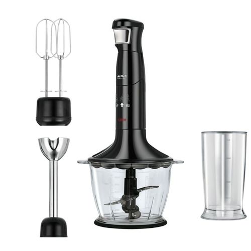 Set Mixeur Plongeant Hachoir Multi-usages, Fouet, Vitesse Ajust acier inoxydable, 1200W, Noir, MPM, MBL-29/C