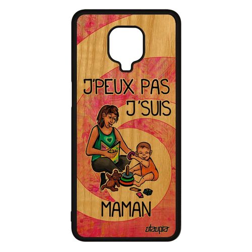 Coque Xiaomi Redmi Note 9s Bois Silicone J'peux Pas J'suis Maman Drole Mere Housse Portable Je Rose Naissance Garcon Texte Mobile De