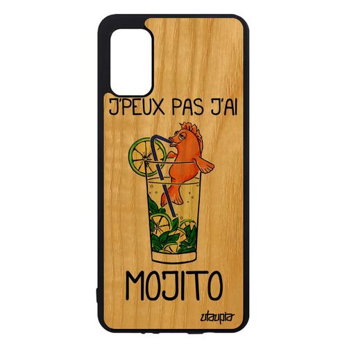 Coque Samsung Galaxy A41 Bois Silicone Humour J'peux Pas J'ai Mojito Drole Cover Orange Telephone Apero Bande Dessinée De Protection