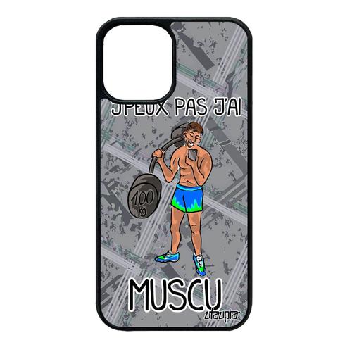 Coque Iphone 12 Mini Silicone J'peux Pas J'ai Musculation Muscu Fitness Sport Telephone Crossfit Bumper Personnalisé Gris Etui