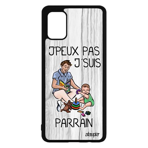 Coque Pour Samsung Galaxy A71 Silicone J'peux Pas J'suis Parrain Bande Dessinée Je 4g Humoristique Case Jpeux Naissance Garcon Gris