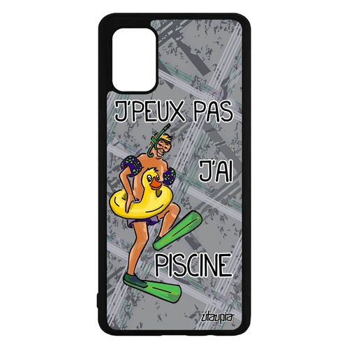 Coque Pour Samsung Galaxy A71 En Silicone J'peux Pas J'ai Piscine Gris Humoristique Drole Mobile Vacances Portable Dessin Case Sport