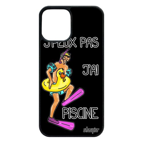 Coque Iphone 12 / 12 Pro Silicone Je Peux Pas J'ai Piscine Comique Sport Humoristique 64 Go Noir Bd Drole Noir Made In France