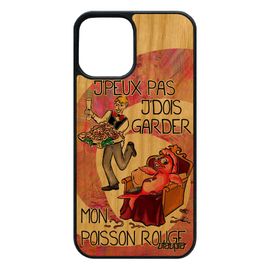 Coque Silicone J'peux Pas J'dois Garder Mon Poisson Rouge Iphone 12 / 12 Pro En Bois Portable Texte Bumper Humour Drole Je Tpu