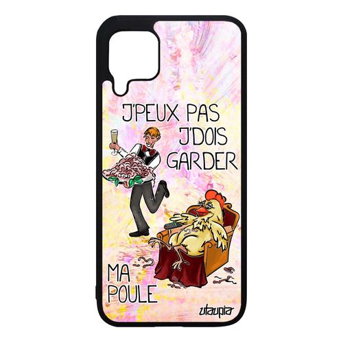Coque Silicone Huawei P40 Lite J'peux Pas J'dois Garder Ma Poule Comique Rigide Violet Telephone Drole Dessin Coq Humour Papa Je De