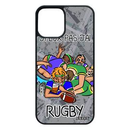 Coque Telephone Iphone 12 / 12 Pro Silicone Humour J'peux Pas J'ai Rugby Gris Smartphone Sport Bande Dessinée Case Drole De