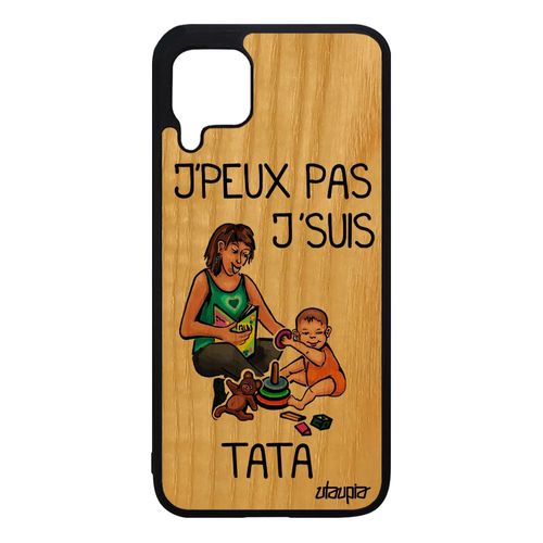 Coque Bois Naturel Silicone Pour Huawei P40 Lite J'peux Pas J'suis Tata Je Tante Bande Dessinée Texte Telephone Jpeux Humour Orange