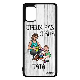 Coque Antichoc Samsung Galaxy A71 Silicone J'peux Pas J'suis Tata Je Texte Gris Jpeux Humoristique Etui Bande Dessinée Tante De