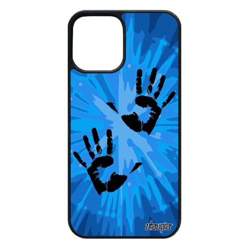 Coque Empreinte Main Pour Iphone 12 / 12 Pro Silicone Personnalisé 64 Go Hipster Original Homme Deux Portable Explosion Bleu