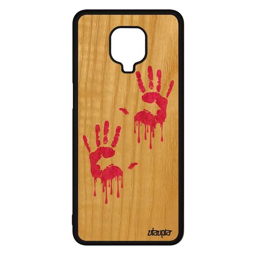 Coque En Bois Pour Xiaomi Redmi Note 9 Pro Silicone Empreinte Main Portable Graphique Trace De Rose Deux Mobile Homme Made In France