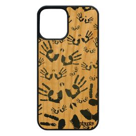Coque Bois Iphone 12 / 12 Pro Silicone Empreinte Main Gris Femme Doigt Original Peinture Petites Case Etui Rigide Trace De De