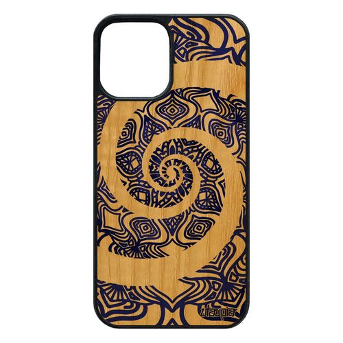 Coque De Protection Iphone 12 / 12 Pro Bois Silicone Mandala Indien Tatouage Portable Femme Effet 3d Fleur Zen 64 Go Telephone