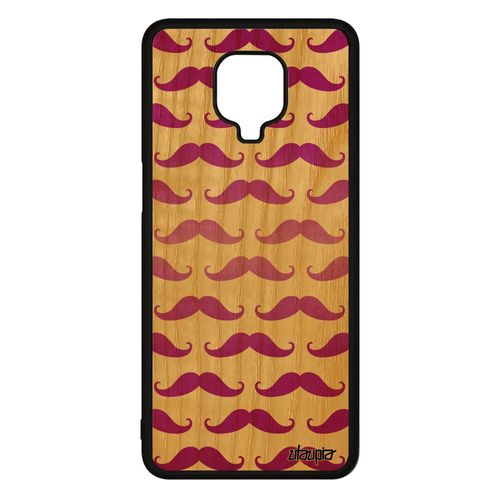 Coque Bois Moustache Xiaomi Redmi Note 9s Silicone Antichoc Chapeau Melon Vintage Unique Rose Rigide Fille Couleur Homme Tendance De