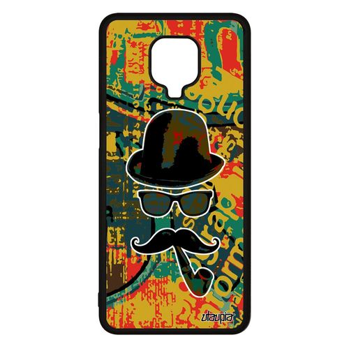 Coque Xiaomi Redmi Note 9 Pro Silicone Homme Moustache Pipe Tag Vert Mobile Portable Charlie Monsieur Vintage Chapeau Melon Peinture