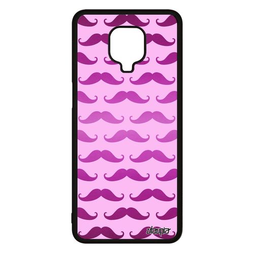 Coque Moustache Xiaomi Redmi Note 9 Pro Silicone Bumper Chapeau Melon Rose Aluminium Imprime Vintage Impression Homme De Protection