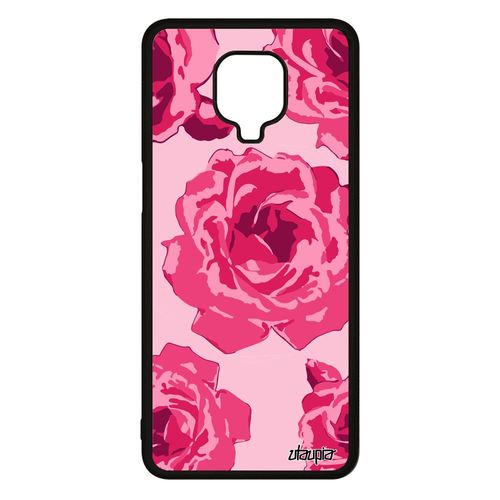 Coque Silicone Rose Fleur Xiaomi Redmi Note 9 Pro Rose Mariage 4g Floral Femme Dessin Romantique Tatoo Case Poudré Portable Love Alu