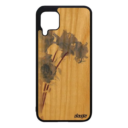 Coque Huawei P40 Lite En Bois Silicone Bouquet De Fleurs Floral Love Etui Smartphone Cadeau Fete Des Meres Plante Violet Caoutchouc