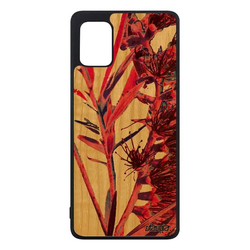 Coque En Bois Pour Samsung Galaxy A31 Silicone Fleurs Nature Fond Design Motif Rigide Plante Exotique Rose Florale Housse Effet De