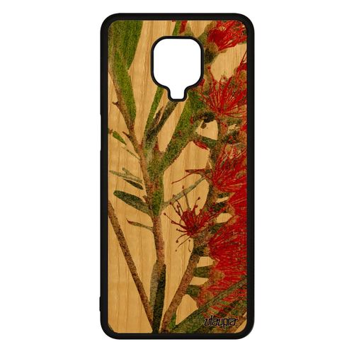 Coque Bois Silicone Fleurs Xiaomi Redmi Note 9 Pro Florale Artisanat Etui Fond Souple Vert Plante Exotique Nature Texture Motif De