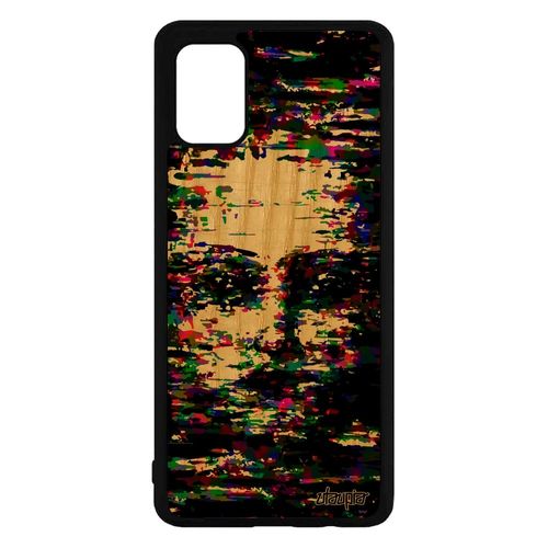 Coque Bois Silicone Pour Samsung Galaxy A71 Portrait Femme Femme Violet Telephone Visage Fantome Personnalisé Art Motif Artistique