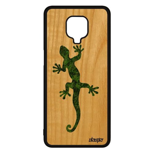 Coque Bois Silicone Salamandre Pour Xiaomi Redmi Note 9 Pro Mobile Femme Fantaisie Dessin Antichoc Esprit Du Feu Vert Reptile Animal