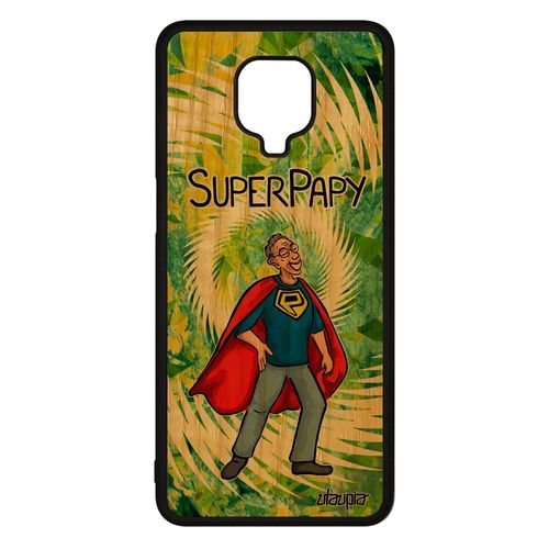 Coque En Bois Xiaomi Redmi Note 9 Pro Silicone Super Papy De Protection Bd Vert Antichoc Texte Naissance Fille 4g Grand Pere Comics