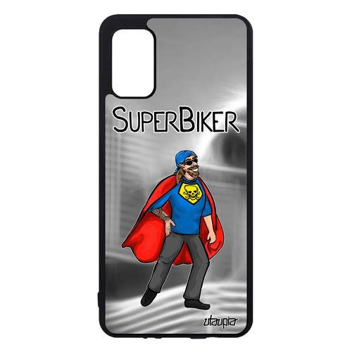 Coque Telephone Samsung Galaxy A41 Silicone Super Biker Motard Texte Humour Antichoc Comics Bande Dessinée Humoristique Etui Gris De