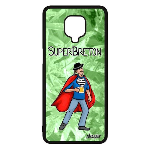 Coque Silicone Xiaomi Redmi Note 9 Pro Super Breton Comique Etui Telephone Texte Drapeau Bretagne Drole Comics Vert Made In France