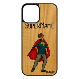 Coque Bois Pour Iphone 12 / 12 Pro Silicone Super Mamie Grand Mere Telephone Bande Dessinée Mamy Naissance Garcon Comics Rouge