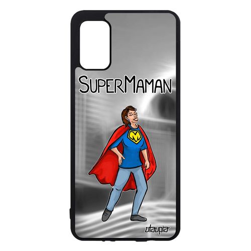 Coque Samsung Galaxy A41 Silicone Super Maman Housse Heros Humoristique Drole Case Mere Gris Comics Aluminium Humour Telephone Texte