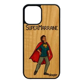 Coque Pour Iphone 12 Mini Bois Silicone Super Marraine Tpu Humoristique Texte Humour Rouge Heros Naissance Garcon Etui Drole