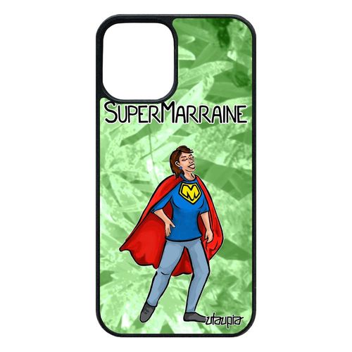 Coque 12 Pro/Iphone 12 Silicone Super Marraine Naissance Fille Telephone Bd Unique Vert Heros 64 Go Drole Mobile Noir Etui De