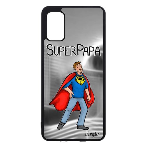 Coque Samsung Galaxy A41 Silicone Super Papa Texte Père Comics Humour 4g Gris Original Humoristique Case Bande Dessinée Housse