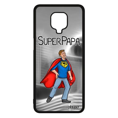 Coque Pour Xiaomi Redmi Note 9s En Silicone Super Papa Humour Père Texte Personnalisé Bebe Gris Telephone Drole Bande Dessinée Cover