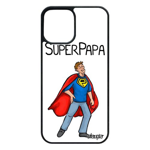 Coque 12 Pro/Iphone 12 Silicone Super Papa Comique Enfant Noir Drole Heros Housse Père Texte 64 Go Blanc Humour Rigide Dessin