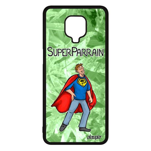 Coque Xiaomi Redmi Note 9 Pro En Silicone Super Parrain Drole Humour Rigide Comique Etui Vert Naissance Fille Bumper Bd Texte Heros