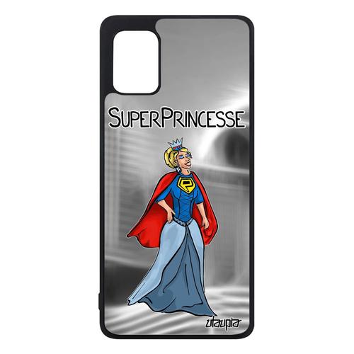 Coque Samsung Galaxy A31 Silicone Super Princesse Texte Antichoc Souple Cover Portable Gris Heros Comics Solide Bande Dessinée Fille