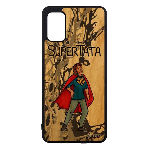 Coque Samsung Galaxy A41 Bois Silicone Super Tata Housse Comics Portable Texte Gris Caoutchouc Tante Drole 4g Design Bebe Dessin