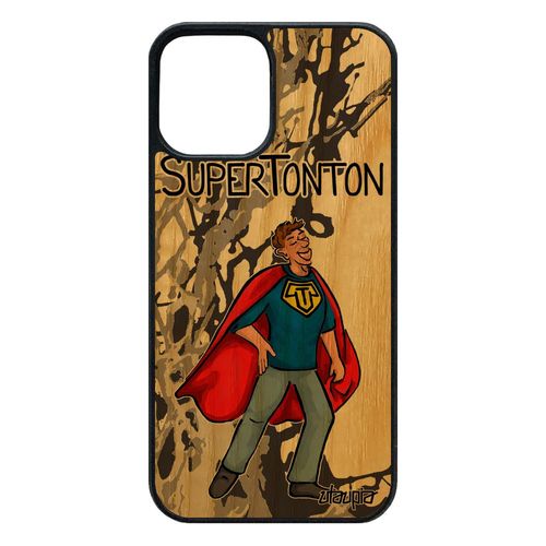 Coque Silicone 12 Pro/Iphone 12 Bois Super Tonton Bebe Housse Oncle Dessin Heros Gris Humour 64 Go Noir Telephone Drole Comics