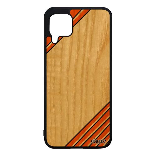 Coque Bois Pour Huawei P40 Lite Silicone Moderne Geometrique Unique Fond Orange Design Effet Portable Motif Case Contemporain Jolie